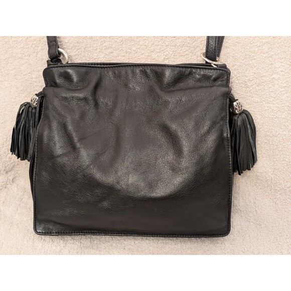 Vintage Brighton Soft Black Leather Shoulder Bag Heart Charm And Tassles U270711 - Picture 6 of 16